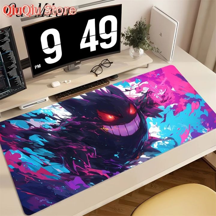 Large Gaming Mouse Pad P-Pokemon-Gengar Grande Mousepad LockEdge Thickened Computer Keyboard Table Desk Mat Anime Speed Deskmat