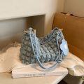 Trendy Pleated Bubbles Shoulder Bags Handbag Daily Commuting Bag Underarm Bag Plaid Quilted Solid Totes Bag Messenger Bag. 