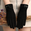 New Women Keep Warm Touch Screen Plus Velvet Inside Thicken Windproof Cycling Cute Lovely Bowknot Elegant Elasticity Soft Gloves.