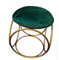 Nestroots Sitting Stool for Living Room Furniture Ottoman pouffes for Sitting | Metallic Side Table Puffy Foot Stool with Metalic Ring Gold Legs Home Furniture. 