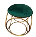 Nestroots Sitting Stool for Living Room Furniture Ottoman pouffes for Sitting | Metallic Side Table Puffy Foot Stool with Metalic Ring Gold Legs Home Furniture. 