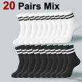 5/10/20 Pairs Neutral Solid Color Round Neck Socks Spring Autumn Sweat Absorbing Breathable Comfortable All-season Sports Socks. 