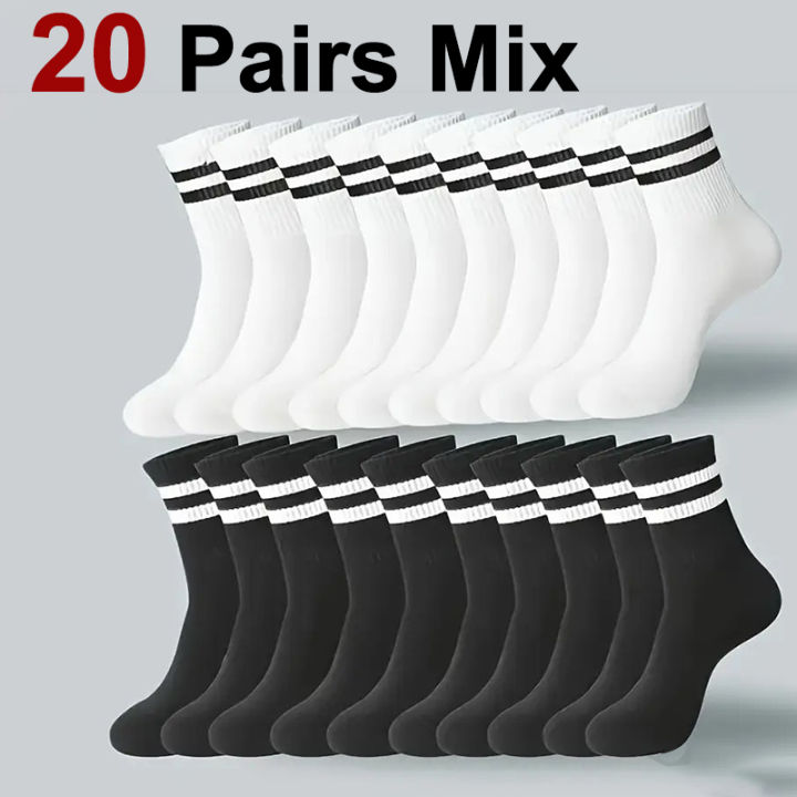 5/10/20%20Pairs%20Neutral%20Solid%20Color%20Round%20Neck%20Socks%20Spring%20Autumn%20Sweat%20Absorbing%20Breathable%20Comfortable%20All-season%20Sports%20Socks%20-%20Image%207
