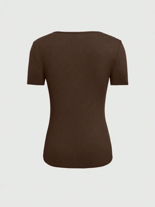 2024%20European%20And%20American%20Summer%20Cross-Border%20New%20Women's%20Round%20Neck%20Chest%20Open%20Short%20Sleeve%20T-shirt%20-%20Image%206