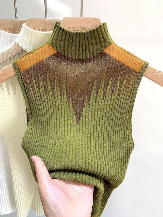 Mesh%20Knitted%20Top%20Women%20Y2K%20Tank%20Top%20Half%20Neck%20Vest%20Female%20Sleeveless%20Sweater%20Chic%20Cut%20Out%20Streetwear%20Solid%20Skinny%20White%20Tube%20Top%20-%20Image%204