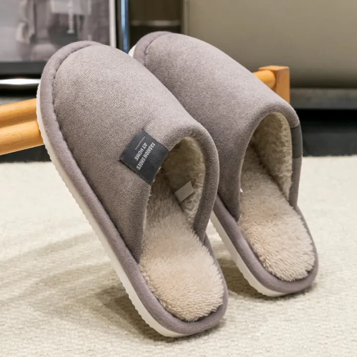 Household%20Indoor%20Men's%20Slippers%20Autumn%20and%20Winter%20Home%20Floor%20for%20Guests%20Lightweight%20Quiet%20Non-slip%20Suede%20Fabric%20Couple's%20Shoes%20-%20Image%205