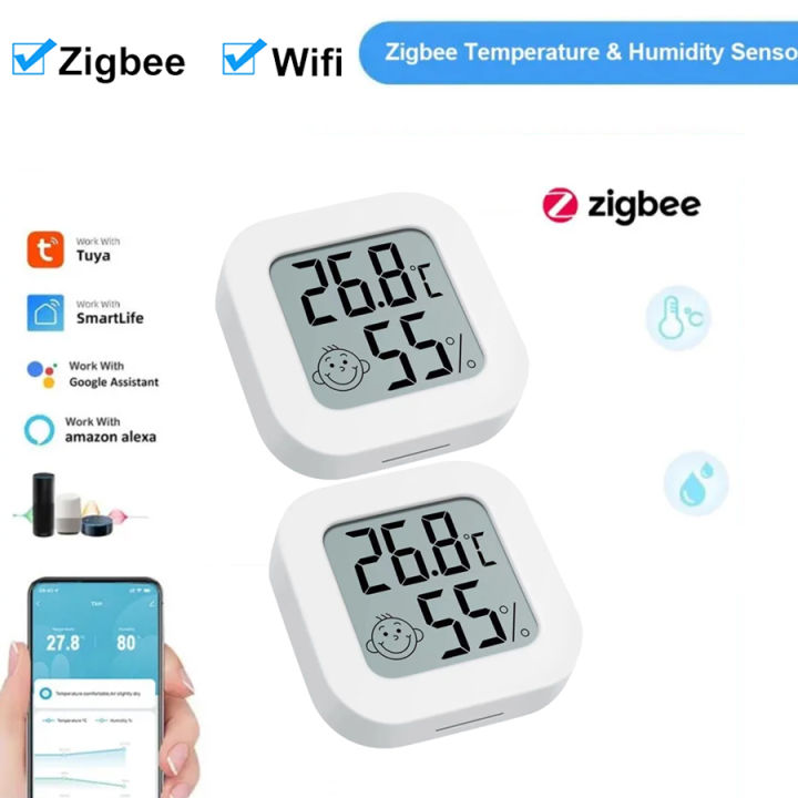 Tuya Zigbee Temperature Humidity Sensor LCD Digital Display Remote ...