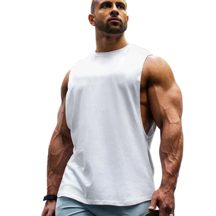 Plain%20Mens%20Running%20Vests%20Cotton%20Side%20Cut%20Off%20Sportswear%20Summer%20Gym%20Tank%20Tops%20Bodybuilding%20Sleeveless%20Shirt%20Fitness%20Clothing%20-%20Image%204