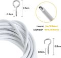 3 meter Curtain Wire Rod Expanding High Quality Curtain Wire Plastic-coated Curtain Rope Spring Rope Curtain Lanyard/ Curtain Rod Curtain Wire and Hooks Set,Curtain Wire with Screw-in Hooks for Net Curtain Rod. 