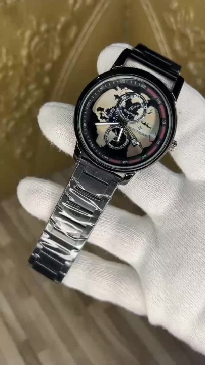 Premium Men’s Waterproof Watch | World Map Dial | Date Active | Daraz.pk