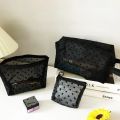 Nylon Mesh Cosmetic Bag Zipper Heart Shaped Toiletry Organizer Makeup Bags Multifunctional Women Lipstick Key Coin Purse Pouch.