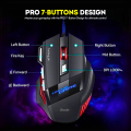 FunBug 7 Buttons Mechanical Gaming Mouse RGB with 4-Levels DPI Control - 7 Light Wired USB Optical Mouse with Side Buttons - Mouse with Pad for PC, Laptop, Computer, Gaming, Pubg Mobile - Black. 
