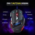 FunBug 7 Buttons Sports Mechanical Wired Gaming Mouse RGB with 4-Levels DPI Control - 7 Light Wired USB Optical Mouse with Side Buttons - Mouse with Pad for PC, Laptop, Computer, Gaming, Pubg Mobile. 