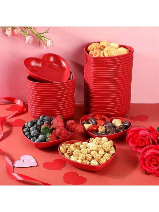 1/5/10/20pcs%20Plastic%20Heart%20Shaped%20Dinner%20Plate%20Set%20-%20Red%20And%20Pink%20Heart%20Themed%20Fruit%20Snacks%20Plate,Suitable%20For%20All%20Parties%20-%20Image%203