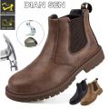 Water Proof Safety Work Shoes For Men Steel Head Leather Boots Male Footwear Indestructible Construction Work Shoes Brown. 