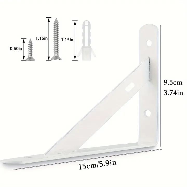 5.91x%203.74%20inch%202%20Pcs%20Heavy%20Duty%20Shelf%20Brackets%20,%20Floating%20Shelves%20White%20Triangle%20Shelf%20Brackets,%2090%20Degree%20Angle%20Wall%20Mounted%20-%20Image%206