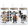5 Sheets Funny Cow UV DTF Cup Holder 16 oz, DTF Cup Holder Transfer Glass, Waterproof Stickers, Friction Transfer Stickers. 