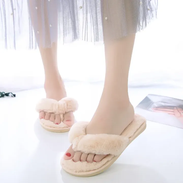 Warm%20Fluffy%20Slippers%20Women%20Cozy%20Faux%20Fur%20Cross%20Indoor%20Floor%20Slides%20Flat%20Soft%20Furry%20Shoes%20Ladies%20Female%20Celebrities%20Flip%20Flops%20-%20Image%206