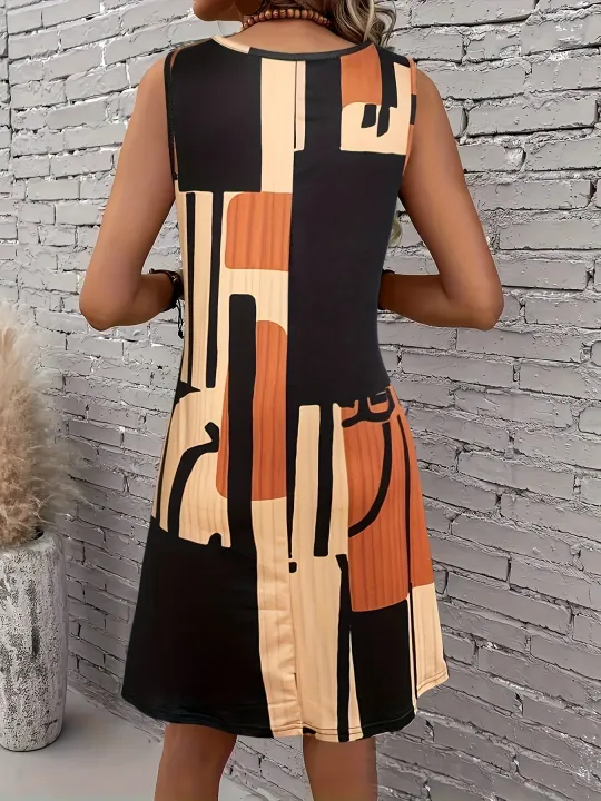 Spring&Summer%20Women's%20Geometric%20Pattern%20Sleeveless%20Dress%20For%20Summer%20Vacation,dresses%20for%20women%20summer%EF%BC%8CWomen%20Bohemia%20Midi%20Dresses%20-%20Image%202
