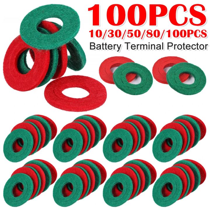 10-100PCS Battery Terminal Anti Corrosion Washers Auto Car Fiber Thick Felt Battery Terminal Protector Gasket Pads Accessory