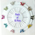 10 and 20 Pcs Multicolor Crystal Rhistones Butterfly Brooch Muslim Islamic Hijab Scarf Abaya Fixed Pins Fashion Jewelry Women's Accessories. 