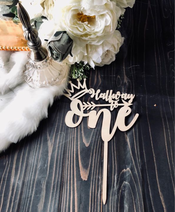 Half way to one party cake decoration topper