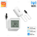 Tuya WiFi Temperature Humidity Sensor With External Probe Smart Home Hygrometer For Fridge Water Pool Thermostat Remote Alarm. 