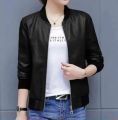 LADIES GIRLS STYLISH CLASSY PLANE LEATHER JACKET FOR WOMENS. 