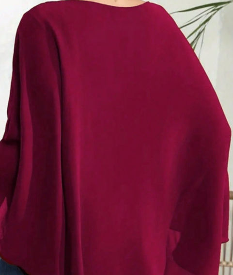 Plus%20Size%20Women%E2%80%99s%20Solid%20Layered%20Mesh%20Batwing%20Sleeve%20Round%20Neck%20Shirt%20Top%20Women%20Fashion%20and%20Comfort%20Cloak%20Top%20Clothing%20-%20Image%205