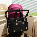 Universal Stroller Hanging Organizer Bag  Large Capacity  Cute Embroidery Diaper Bag & Mommy Tote for Travel Pram Accessories. 