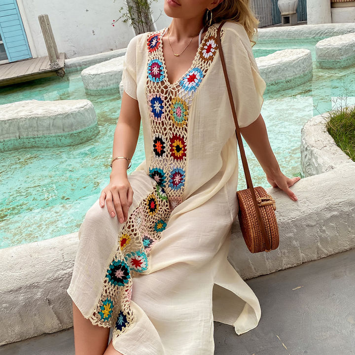 CROCHET%20BIKINI%20Women%20Beach%20Dress%20Cover-Ups%20Swimsuit%20Beachwear%20Bathing%20Suit%20Swim%20Cape%20For%20Woman%20Summer%20Tunic%20Saida%20Praia%20-%20Image%204
