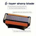 6-layer Manual Razor Set, 1 Handle With4/8/12/16/24 Refills Stainless Steel Manual Shave Razors For Daily Face Care.