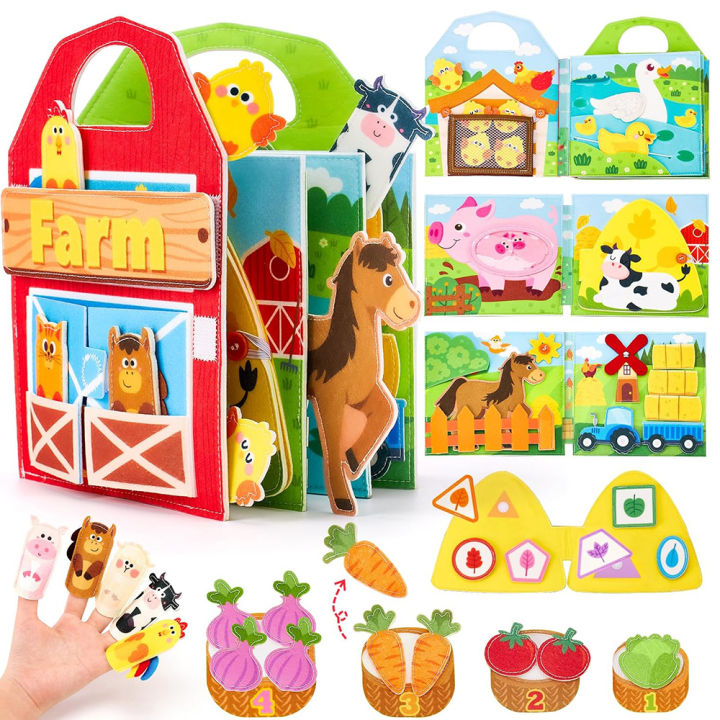 3D Farm Busy Board Quiet Book Soft Felt Montessori Toy For Fine Motor Skills Early Educational Travel Toys For Children 