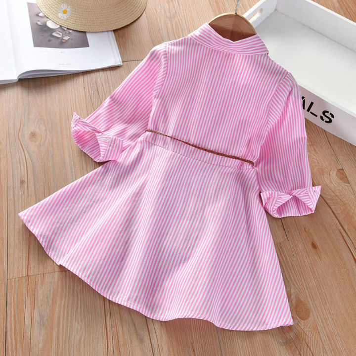 2025%20Girls%20Fashion%20Clothes%20for%20Spring%20Autumn%20Striped%20Shirt%20Design%20with%20Belt%20Stylish%20and%20Comfortable%20Dress%20Girls%20Casual%20Dresses%20-%20Image%202