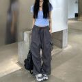 Women Y2K Streetwear Cargo Pants Vintage Fashion High Waist Baggy Trousers Female Loose Sweatpants Wide Leg Joggers Trousers. 