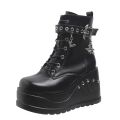 2024 New Boots for Women Fashion Hot Sale Punk Goth Platform Heels Wedge Women's Boots Casual Goth Punk Size 43 Women's Shoes.