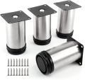 Stainless Steel Adjustable Furniture Feet, Round Sofa, Cabinet, Table Legs, Adjustable Steel Legs Pack of 4. 