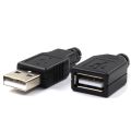 10pcs Type A Male Female USB 4 Pin Plug Socket Connector With Black Plastic Cover Type-A DIY Kits. 