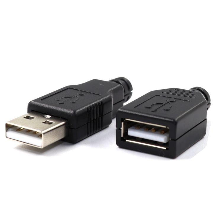 10pcs%20Type%20A%20Male%20Female%20USB%204%20Pin%20Plug%20Socket%20Connector%20With%20Black%20Plastic%20Cover%20Type-A%20DIY%20Kits%20-%20Image%203