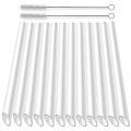 12 Reusable Clear Boba Straws, 13 mm x 10.5 in, Jumbo Hard Plastic Smoothie Straws for Bubble Tea, Popping Pearls with 2 Brush. 