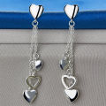 1 pair of 925 sterling silver exquisite 3 heart-shaped earrings for women's fashion wedding party s accessories jewelry. 