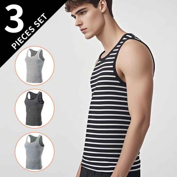 1/3/4%20Pcs%20Men's%20Summer%20Multicolor%20%20Combination%20Vest%20Teenagers%20Plus%20Size%20Sports%20Fitness%20Running%20Jacket%20Joker%20Stripe%20T%20-%20Image%202