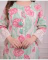 Pink Green A Line Cotton Kurta Set.