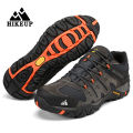 HIKEUP New Arrival Leather Hiking Shoes Wear-resistant Outdoor Sport Men Shoes Lace-Up Mens Climbing Trekking Hunting Sneakers. 