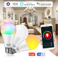 85-265V 12W 15W 18W E27 A60 Tuya 2.4GHZ WiFi Bulb RGB+CW Works With Google Assistant/Alexa Voice Control Timing Switch Bulb. 