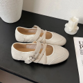 Women's Mary Jane Flats Retro Cross Strap Ballet Shoes Low-Cut Round-Toe Slip-on Pumps for Work & Casual.