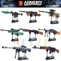 Technical Building Blocks toys  AK47 Revolver Submachine Sniper Barrett WW2   War SWAT Weapon Model  for children. 
