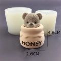 Cute Bear Honey Jar Silicone Candle Mold Chocolate Cake Ice Cube Mold Aromatherapy Plaster Drop Glue Mold Candle Making Supplies.