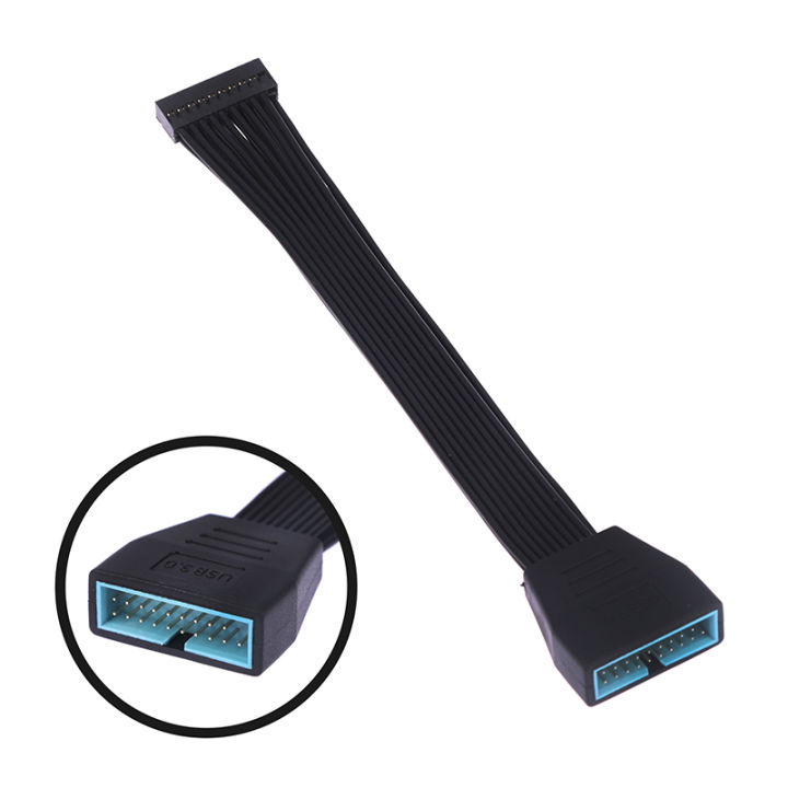 Hot For Motherboard 5.9inch/15cm Small Mini USB 3.0 19/20 Pin Internal Extension Header Adapter Cable Black Flat Wire Cable