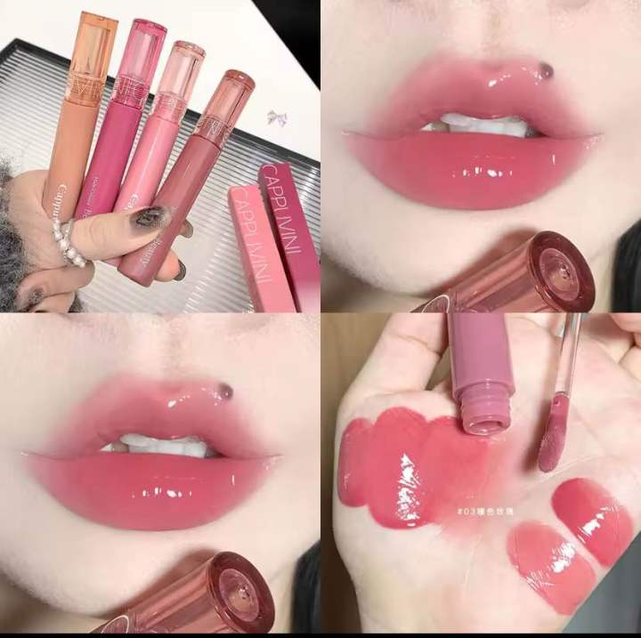 Cappuvini 6 Color Jelly Lip Gloss Long Lasting Moisturizer Water Light Lipstick Mirror Gloss Lipstick